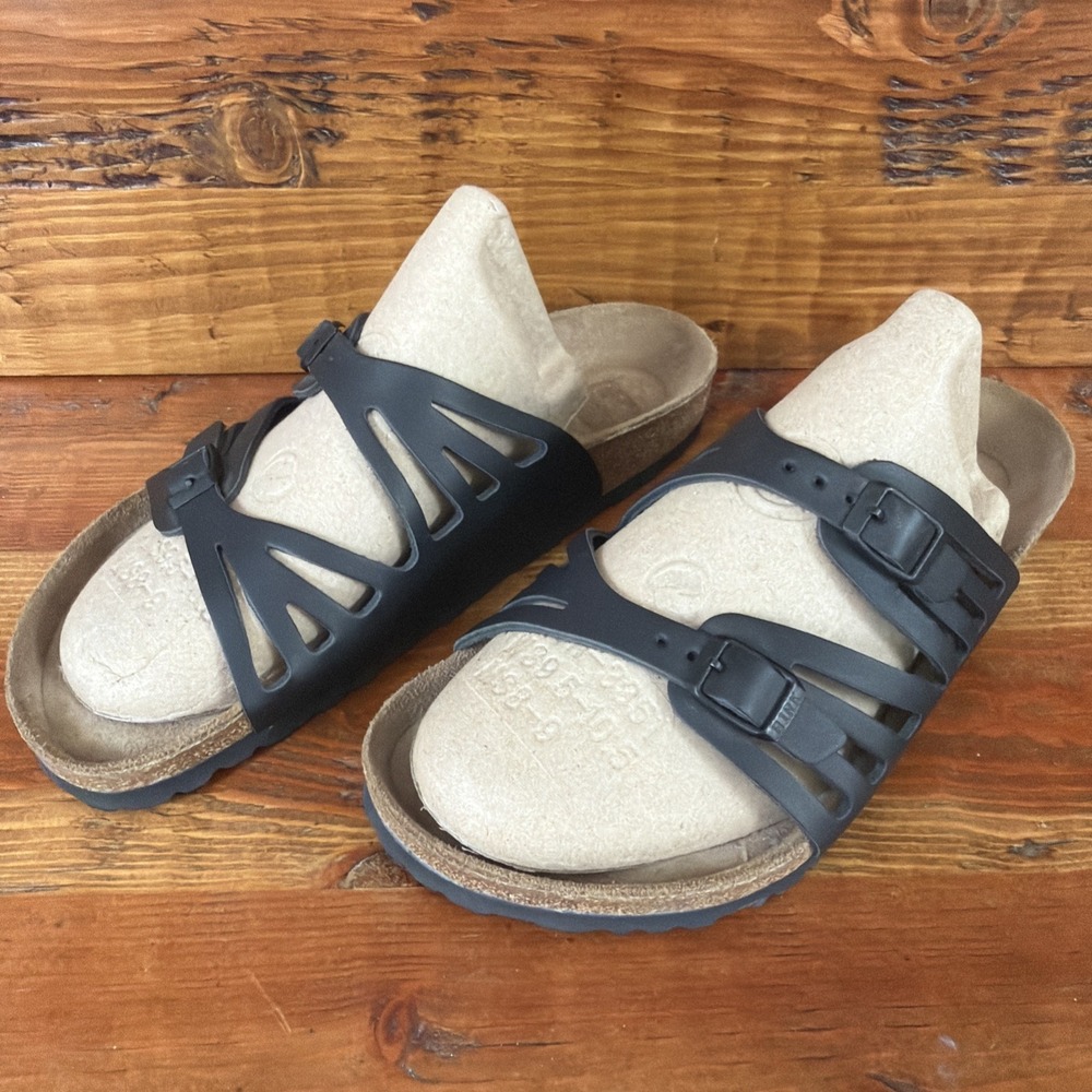 Birkenstock Granada Black Leather Sandals Shoes 40 L9 M7